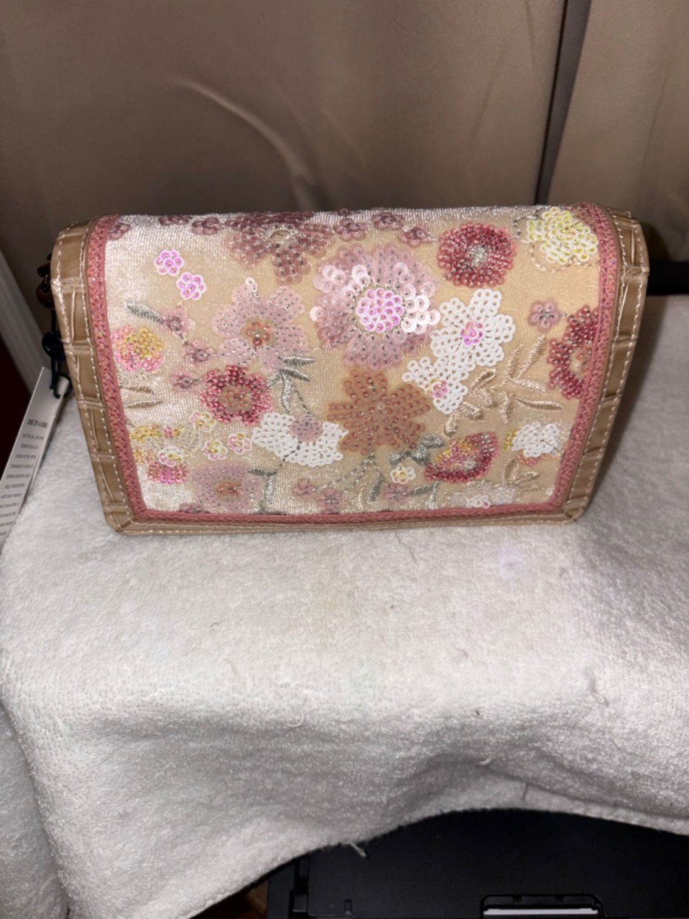 Brahmin Whimsy Collection Minuette Floral Sequin Velvet Crossbody Bag NWT